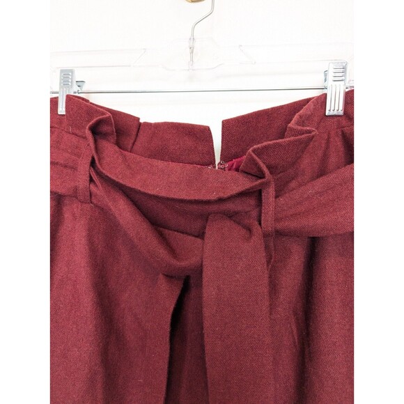 Boden Womens Rosemoor Paperbag Wool Skirt Size 16 Burgundy Wool Blend Midi Fall - Picture 5 of 10
